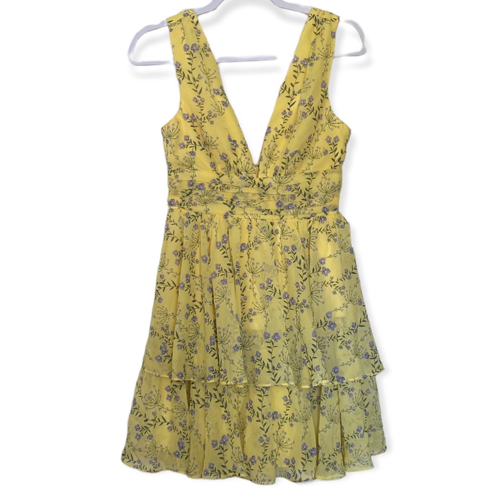 AQUA LUXE FLORAL TIERED DRESS